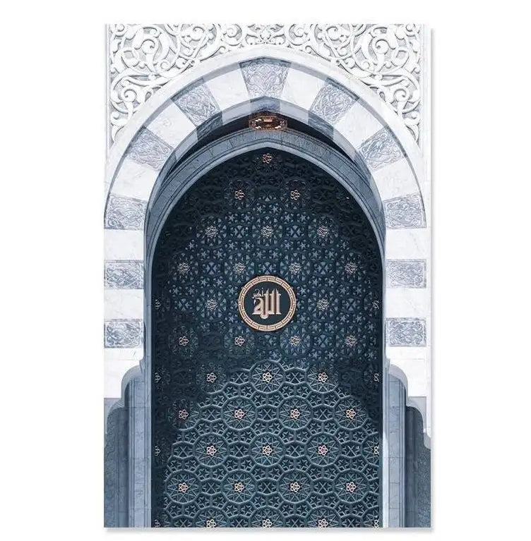 Islamic mosque canvas wall art featuring the Kaaba and Al Masjid An Nabawi prints
