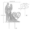 Crystal embellished Mr and Mrs wedding cake topper featuring a couple silhouette and heart design
