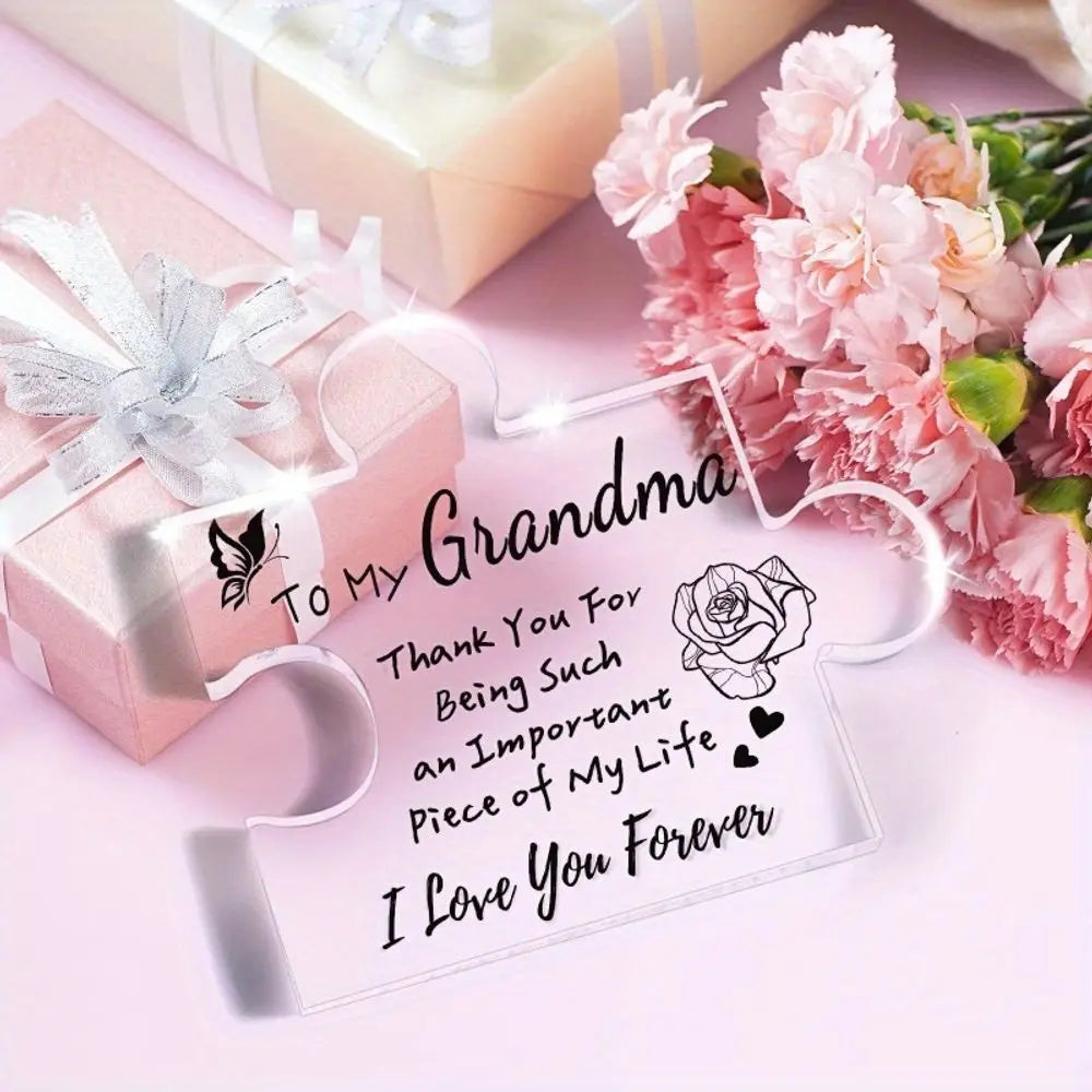 Personalized Grandma Tribute Acrylic Puzzle Plaque