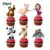 A set of 24 party decorations featuring edible figures of Masha and Bear in cupcake wrappers.