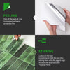 Instructions showing peeling and sticking methods for 3D peel and stick backsplash tiles.