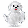 A clear capsule cat whisker keepsake magnet with a white, fluffy appearance.