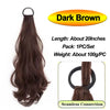 Dark brown hair extensions featuring a seamless connection, about 20 inches long per pack.