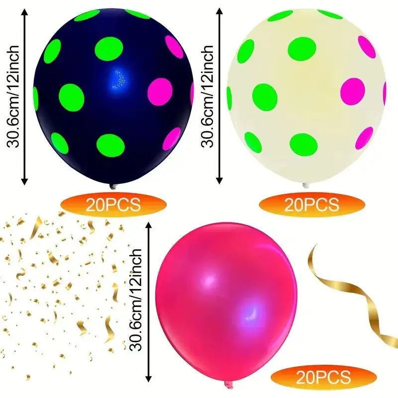 Glow-in-the-Dark Neon Balloons (60 Pack) – 12 Inch Party Decorations