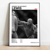 Retrato en blanco y negro del boxeador Lewis con su nombre y detalles de la UFC