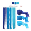 Set von drei blauen und cyanfarbenen Crêpepapier-Girlanden, 220 cm lang und 4,5 cm breit