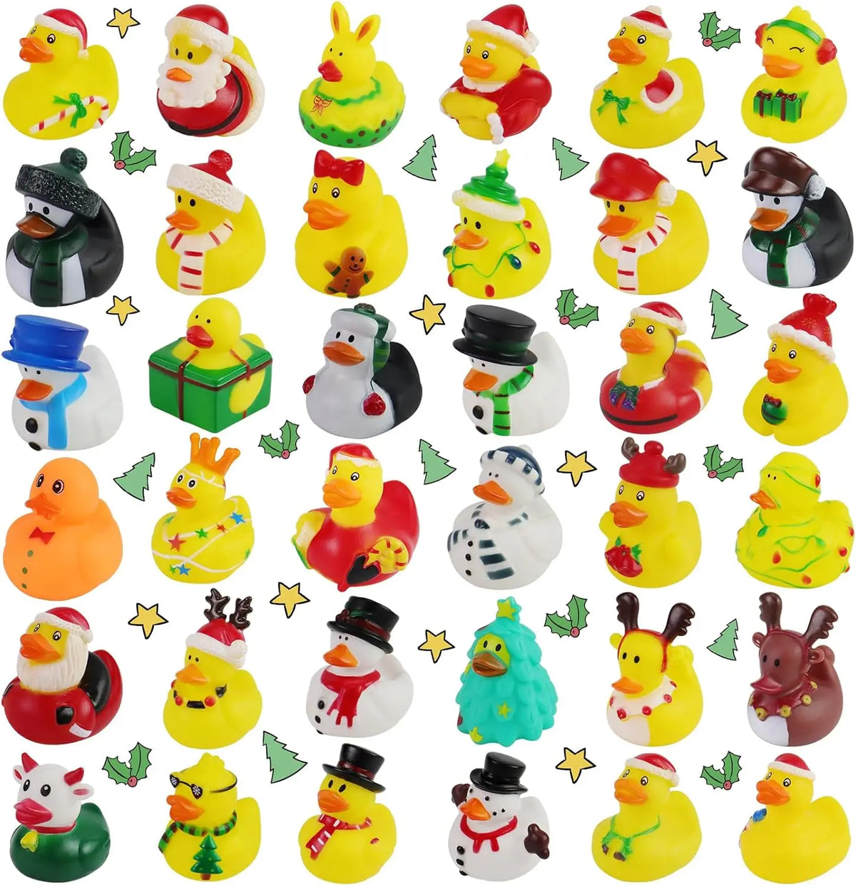 A collection of colorful rubber ducks in various designs and colors.