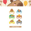 A set of 12 plastic glasses featuring cute capybara and animal designs for a birthday party decoration kit.