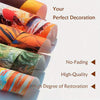 Rolls of vibrant fabric and canvas art demonstrating high-quality decoration and restoration options