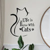 Cat Silhouette Wall Decal with 'Life Is Better with Cats' Quote