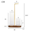 A tall, gold-colored glass incense holder with a removable ash catcher and two glass cups.