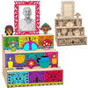 A wooden memory box for Día de los Muertos featuring a photo display and decorative elements.