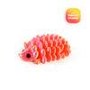 A bright orange pink articulated 3D printed hedgehog figurine.