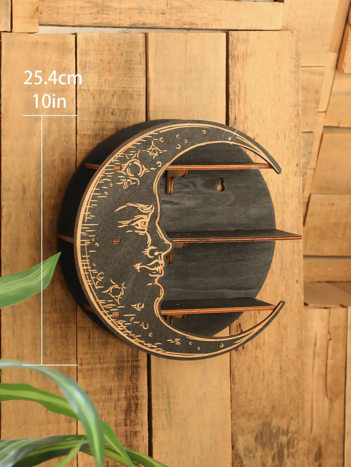 3-Tier Round Wooden Wall Shelf with Crystal Display