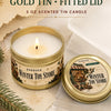 A gold tin of a scented candle labeled Winter Toy Store sits next to its open tin and a gift box on a light surface.