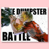 A poster featuring an anime character with spiky blonde hair and a determined expression, set against a black background.