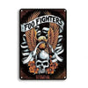 Plaque de metal vintage de banda de rock con calavera y águila, con el texto Foo Fighters, para decoración de pared