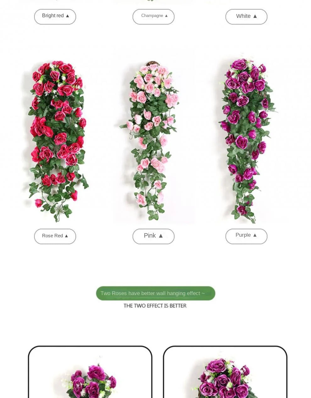 Silk Rose Hanging Vine - Faux Flower Garland for Home Décor