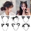Lace Cat Ear Headband with Elegant Bow Details
