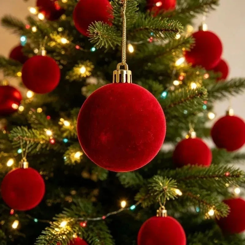 Red Velvet Christmas Ball Ornaments (Set of 24)