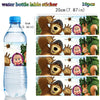 A set of 10 water bottle label stickers featuring Masha and Bear characters on a clear water bottle.