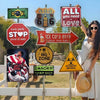 A collection of metal wall signs featuring boxing themes, including Brazil, Gas 616, Stop for love, and BBQ zone signs.