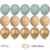 A set of 30 latex balloons in light blue and gold colors with 10M ribbon.
