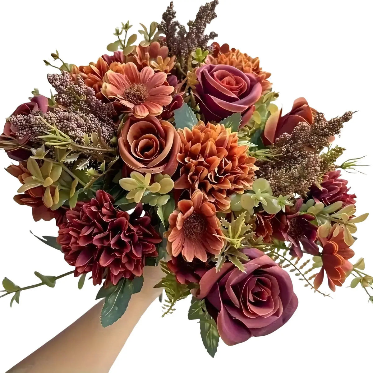 Artificial Fall Rose & Chrysanthemum Bouquet