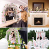 A close-up of an artificial rose flower arch panel used for wedding and party decor.
