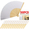 A set of 50 bamboo folding fans in various sizes and colors for art and gifts