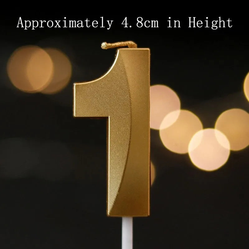 A golden number one candle approximately 4.8cm high on a white stick.