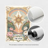 A rectangular card featuring a celestial star design surrounded by floral elements, packaged in white PVC.