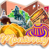 A colorful souvenir featuring a wooden refrigerator magnet collection and a large taco design for Monterrey.
