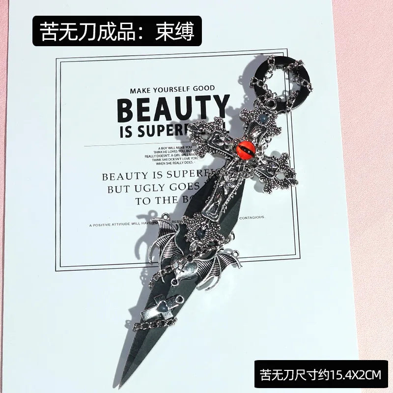 Gothic Kunai Dagger Ornament – Handcrafted Hanfu Accessory & Desk Display