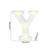 A white alphabet letter light shaped like a Y with warm white LED lights.