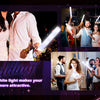 A collage showing people using glowing white LED foam glow sticks in a wedding setting.