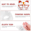 A white cat half mask is shown with a punching design and an elastic band for comfortable wear.