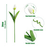 A realistic artificial white tulip with a bendable stem and durable green leaves.