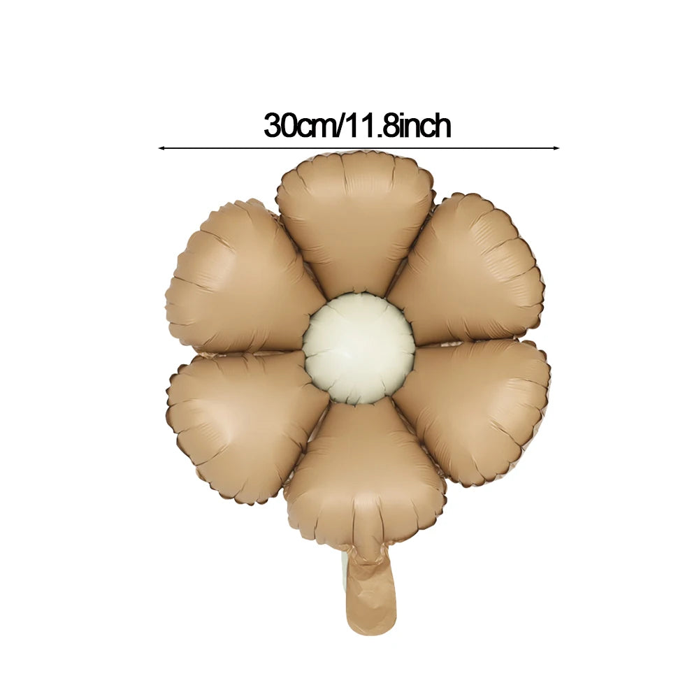A matte 3D heart love-you bear foil balloon with a light brown color and a white center.