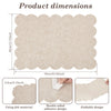 Product dimensions and usage examples of a scalloped felt bulletin board with a cloud-shaped design