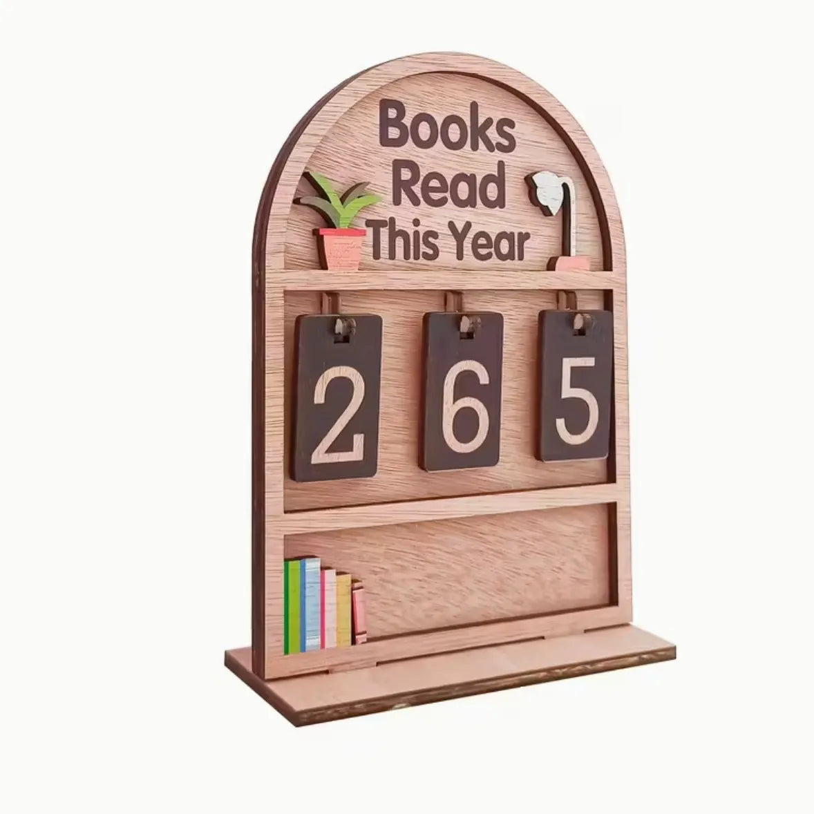 Wooden Book Tracker Display