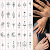 A collection of 30 temporary waterproof body art stickers featuring various floral, celestial, and mystical designs on a whit