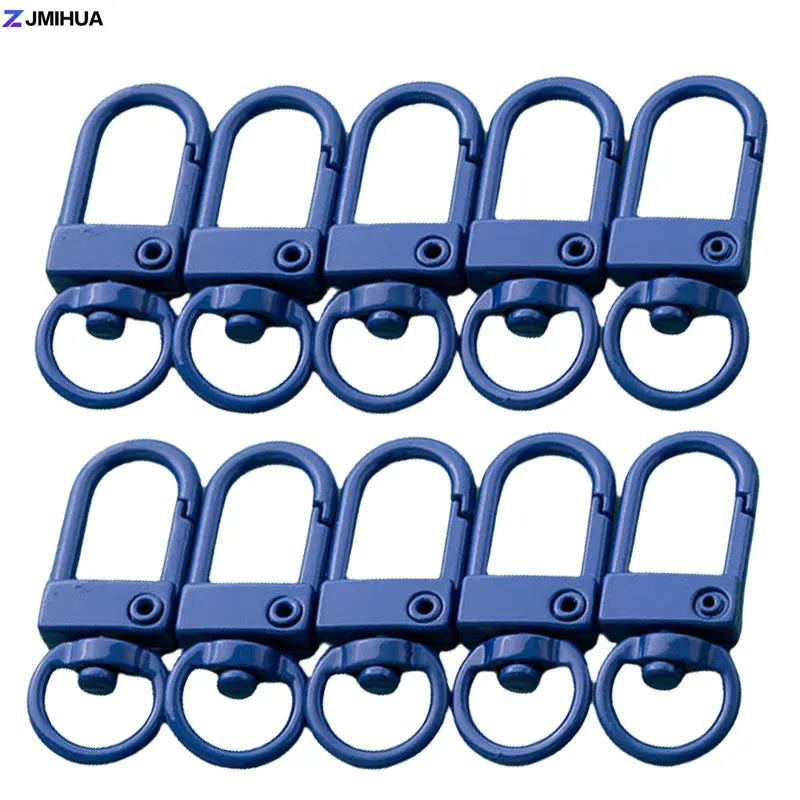 A set of blue lobster clasp hooks for jewelry making and DIY crafts