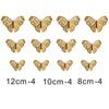 A set of gold butterfly cake toppers in various sizes, ranging from 8cm to 12cm.