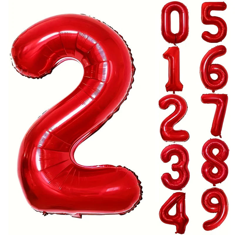 Large Red Number Foil Balloon for Birthday and Anniversary Decor