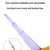 A 3D printed rumi sword with four foldable and retractable sections shown as a foldable telescopic sword.