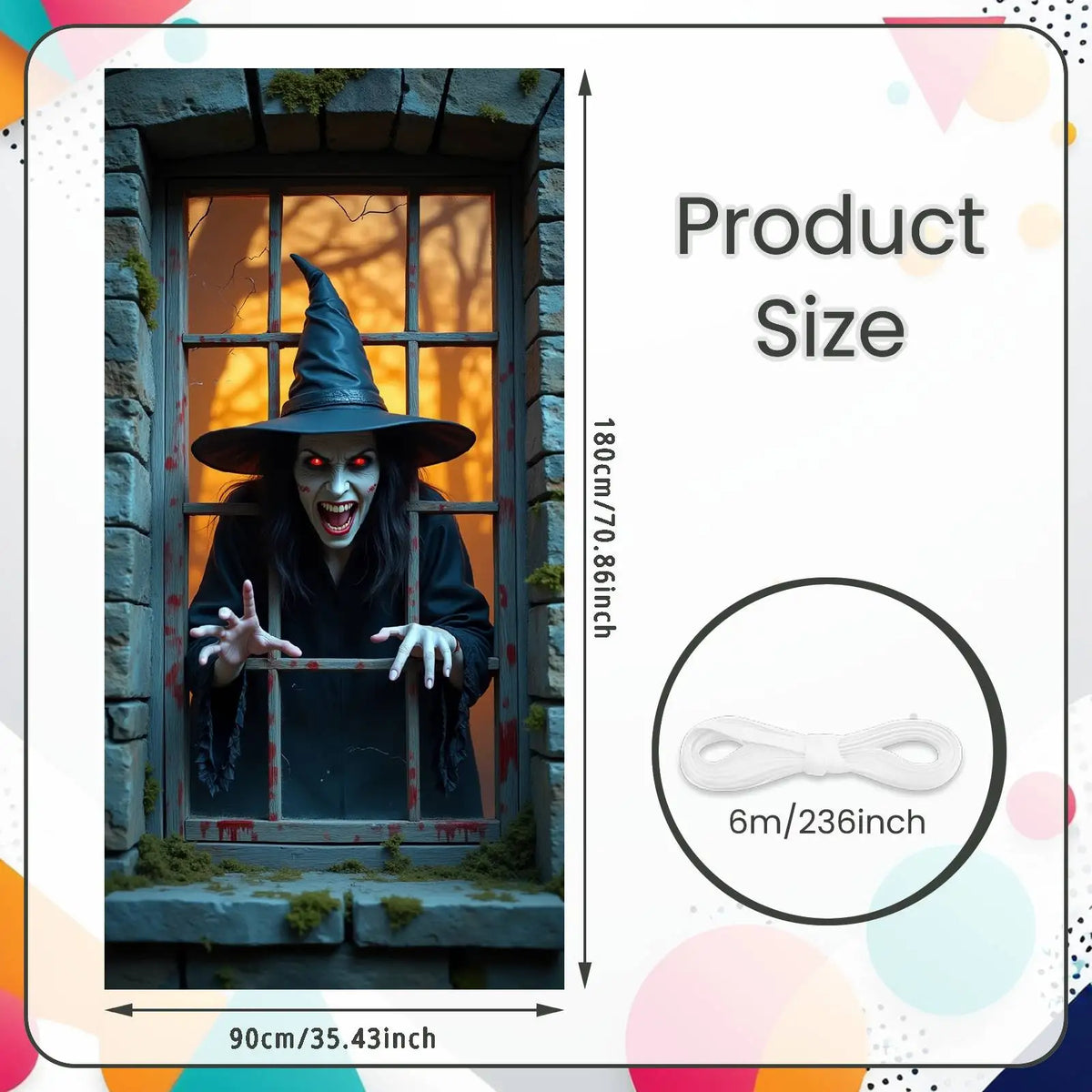 Large Halloween Witch Door Banner with Classic Spooky Design