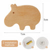 A light wood decorative animal hook shaped like a pig, shown with two installation methods.