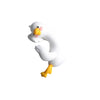 Figurine de canard en résine blanche avec accents jaunes.