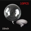 Ten clear bubble balloons, 10 inches in size, shown against a black background.